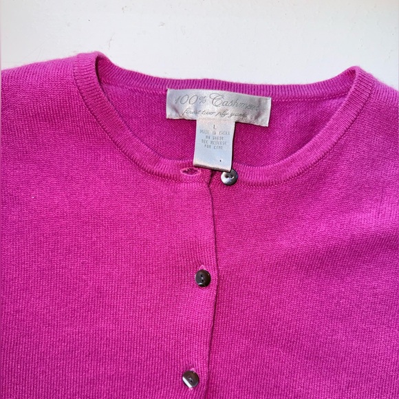 Charter Club 100% Cashmere Women’s  Vibrant Pink Women's Cardigan Size Large - Picture 3 of 6
